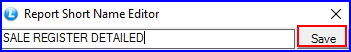 Assign Shortname to report